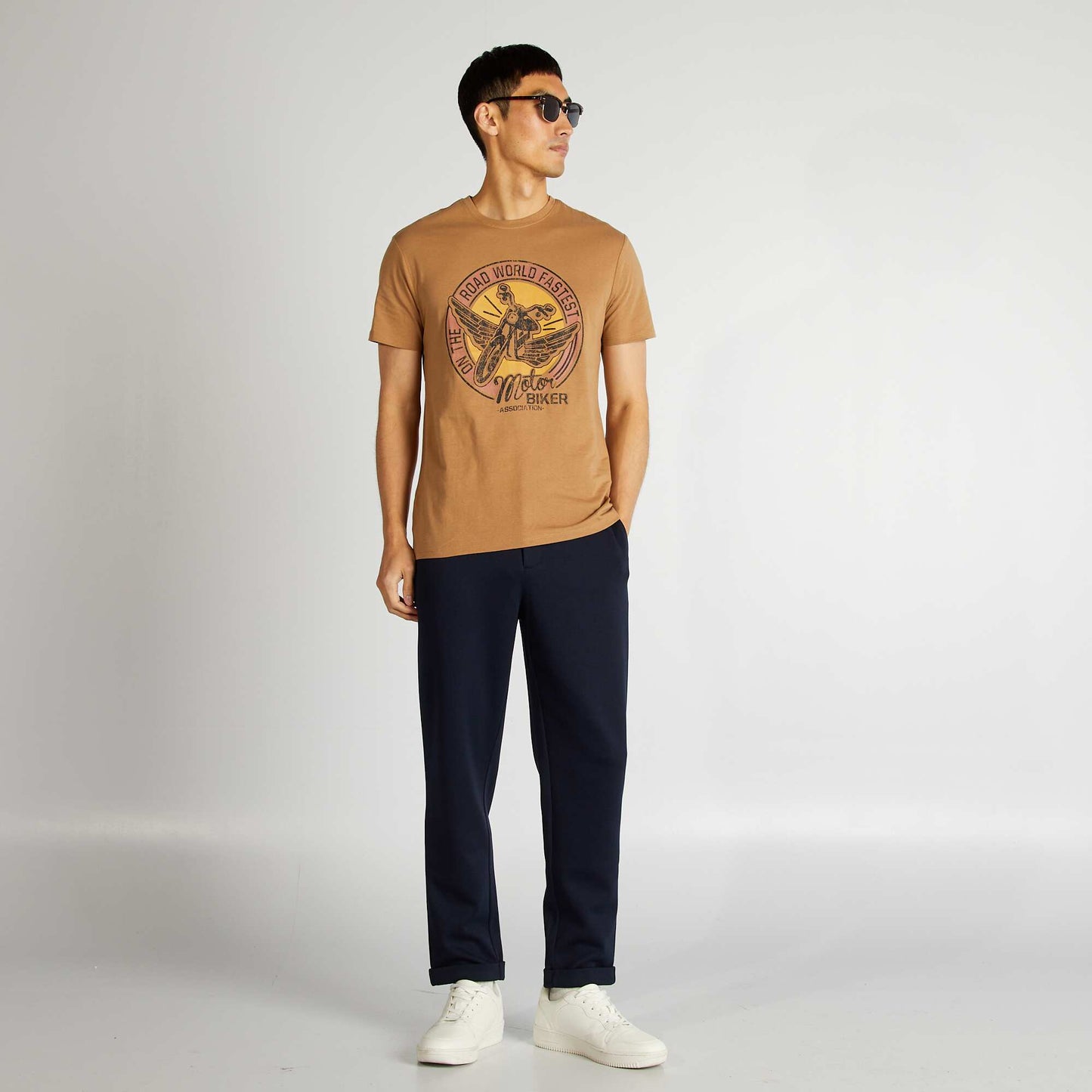 Camiseta estampada de manga corta BEIGE