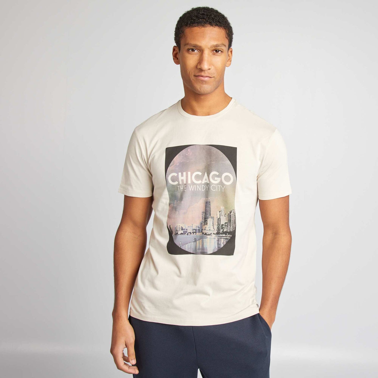 Camiseta estampada de manga corta BEIGE
