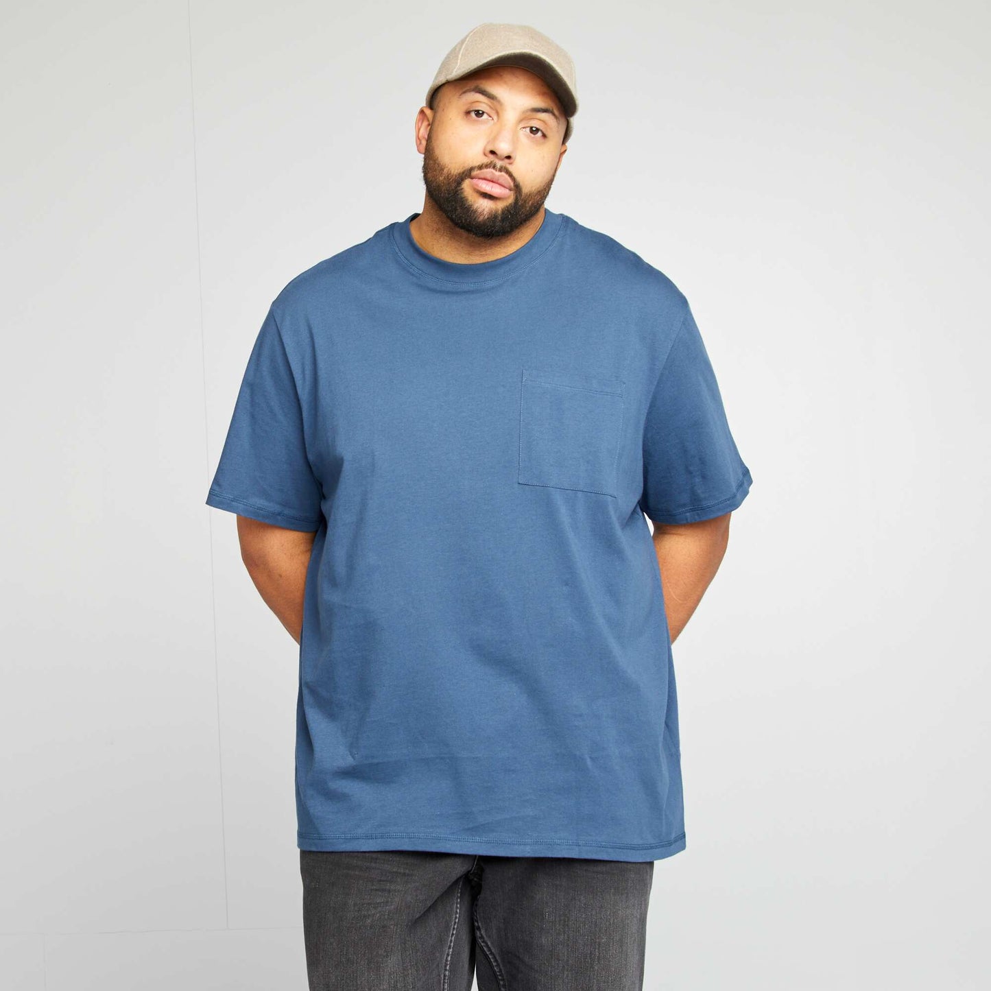 Camiseta de manga corta con bolsillo en el pecho AZUL