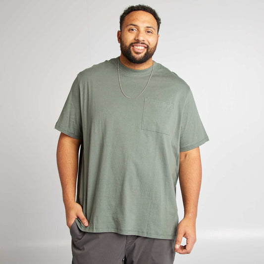 Camiseta de manga corta con bolsillo en el pecho VERDE
