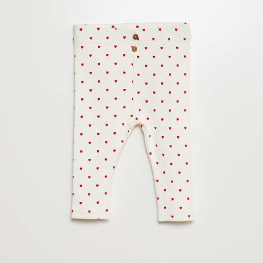 Legging de canalé con botones BLANCO