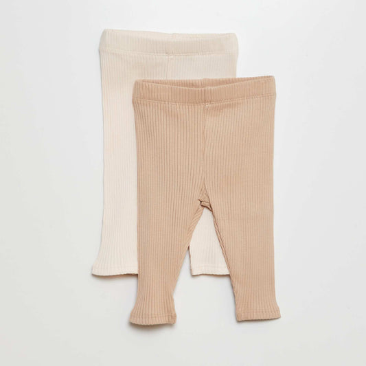 Pack de 2 leggings de canalé BEIGE