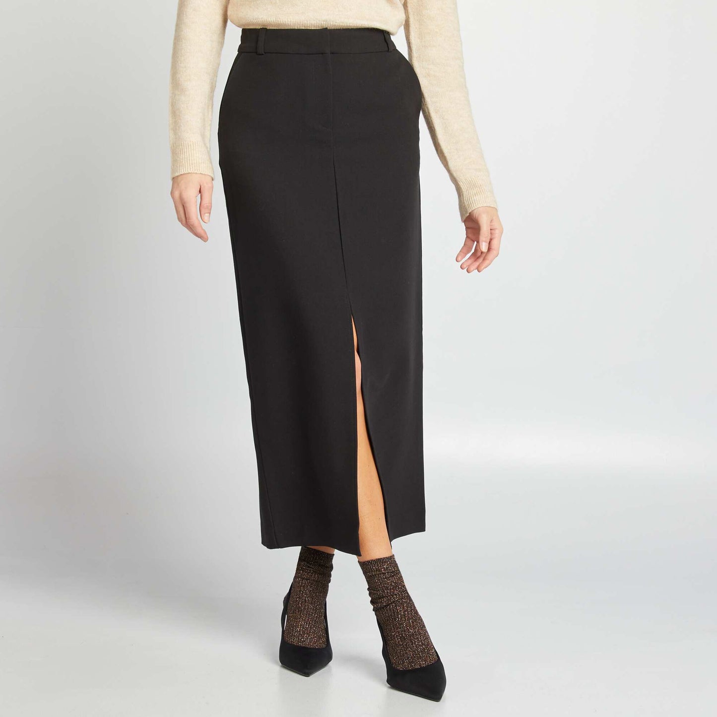 Falda midi NEGRO