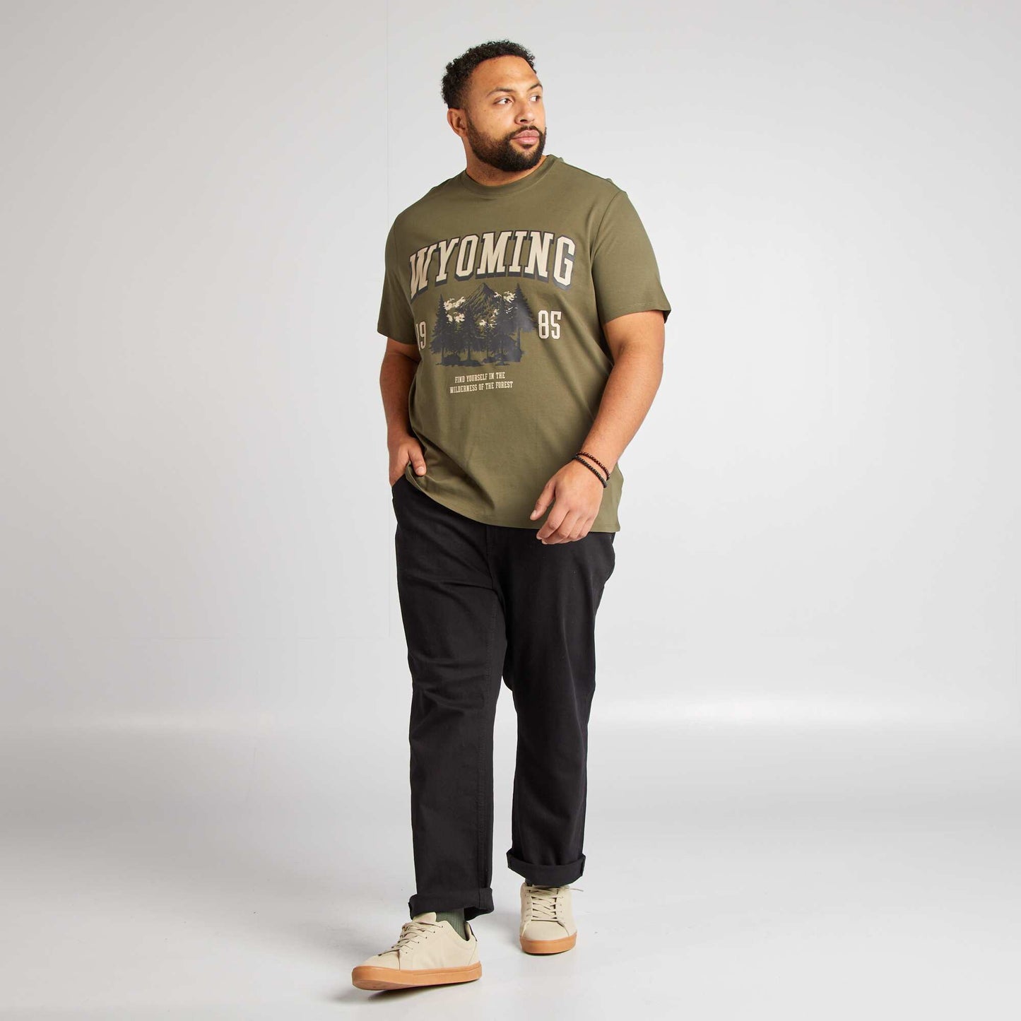 Camiseta estampada de manga corta KAKI