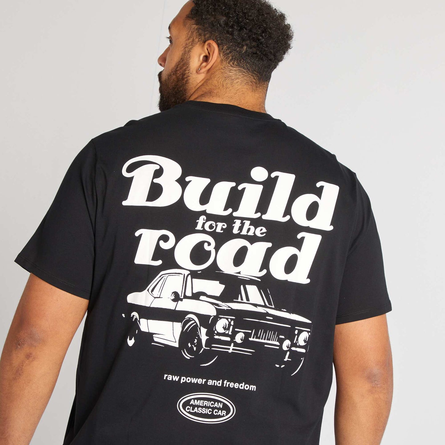 Camiseta estampada de manga corta NEGRO