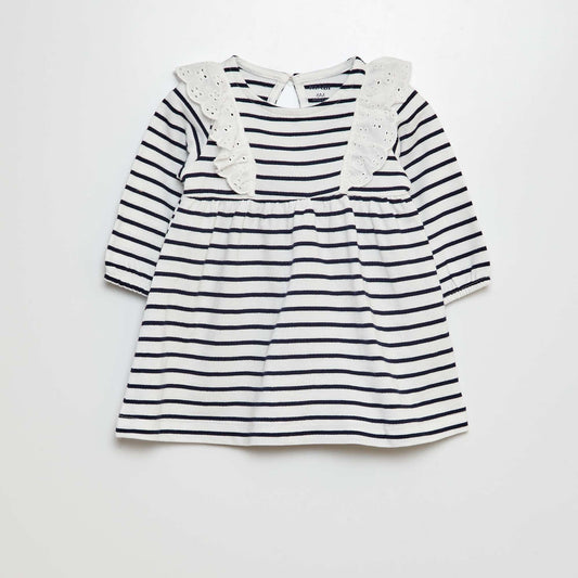 Vestido con volantes de bordado inglés BLANCO