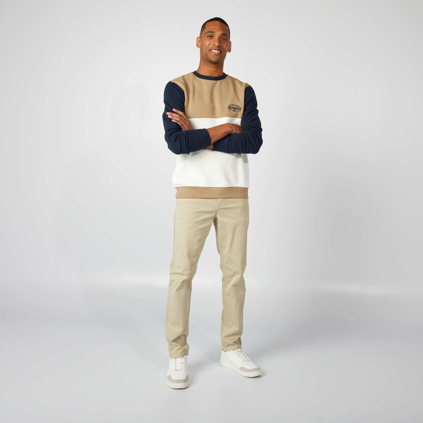 Buzo colorblock BEIGE