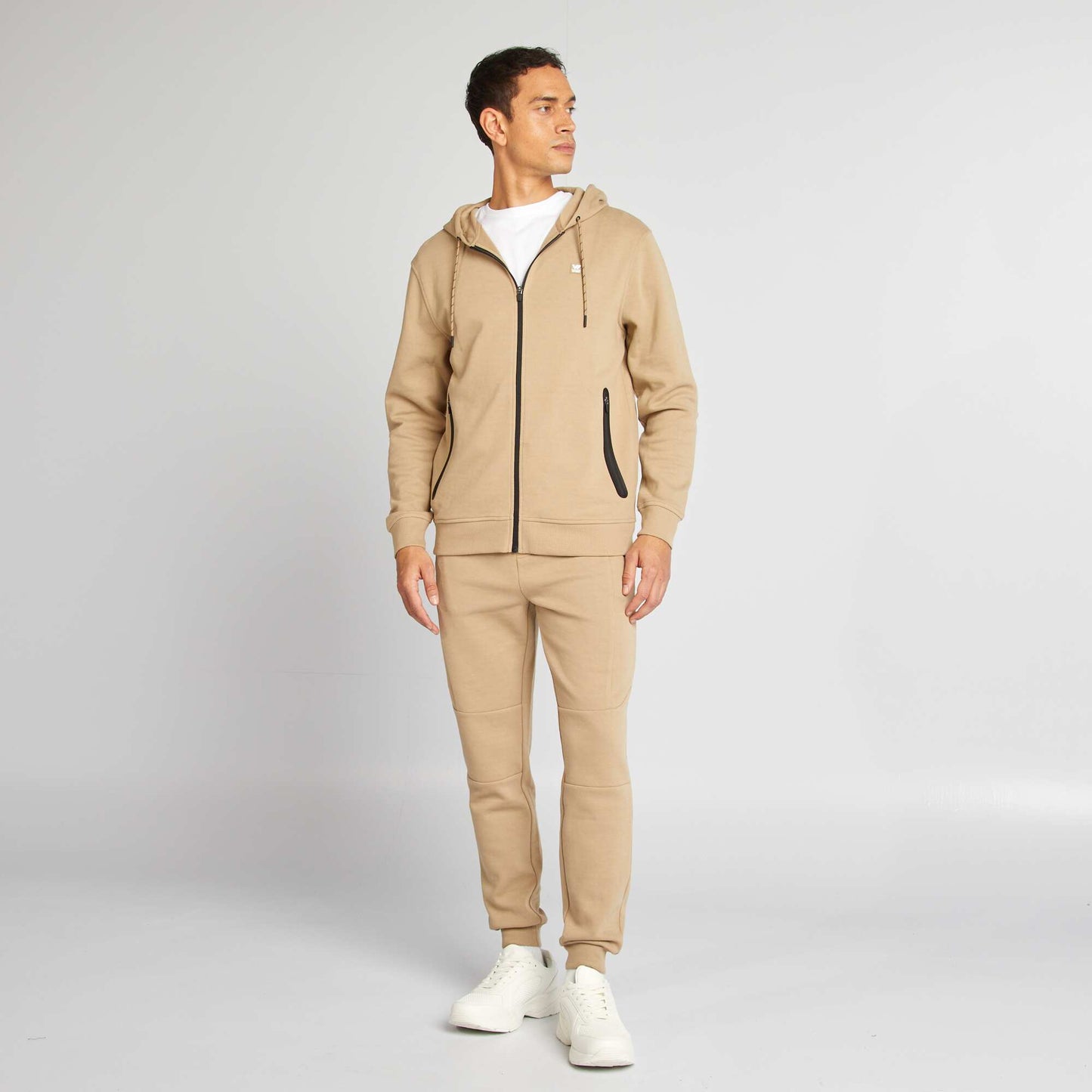 Buzo de punto de piqué con capucha BEIGE