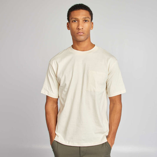 Camiseta lisa con bolsillo en el pecho BLANCO