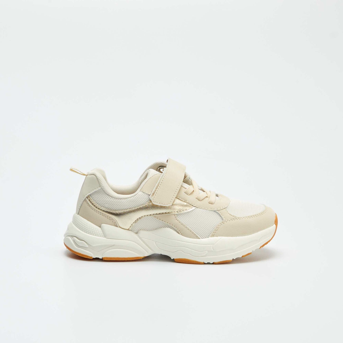 Zapatillas en dos materiales con velcro BEIGE