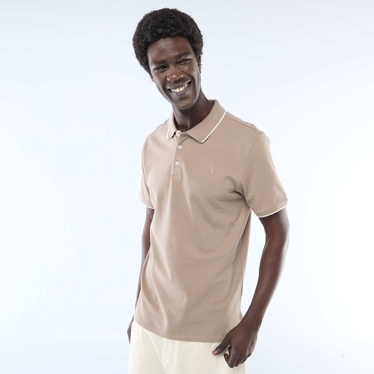 Remera de piqué de algodón BEIGE