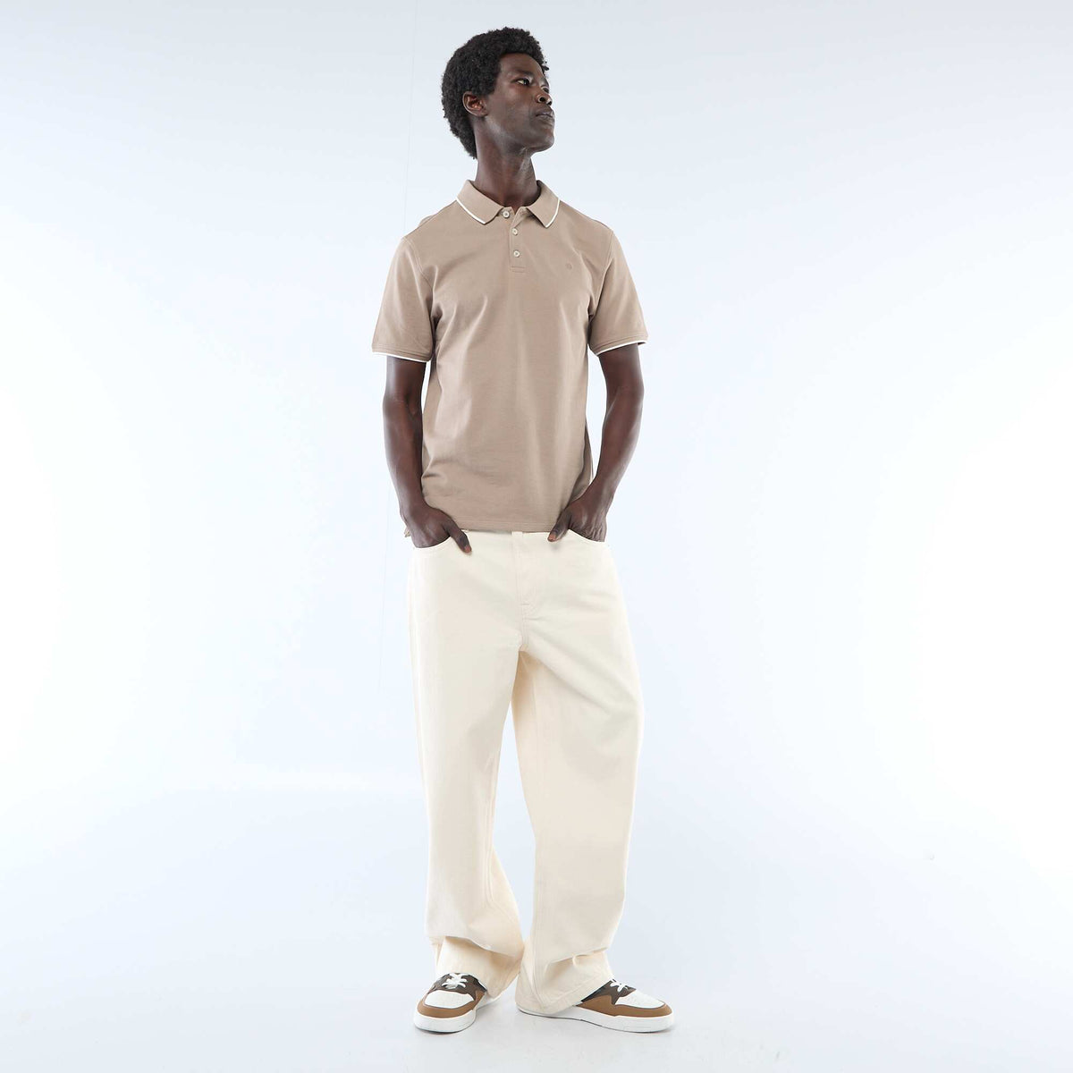 Remera de piqué de algodón BEIGE