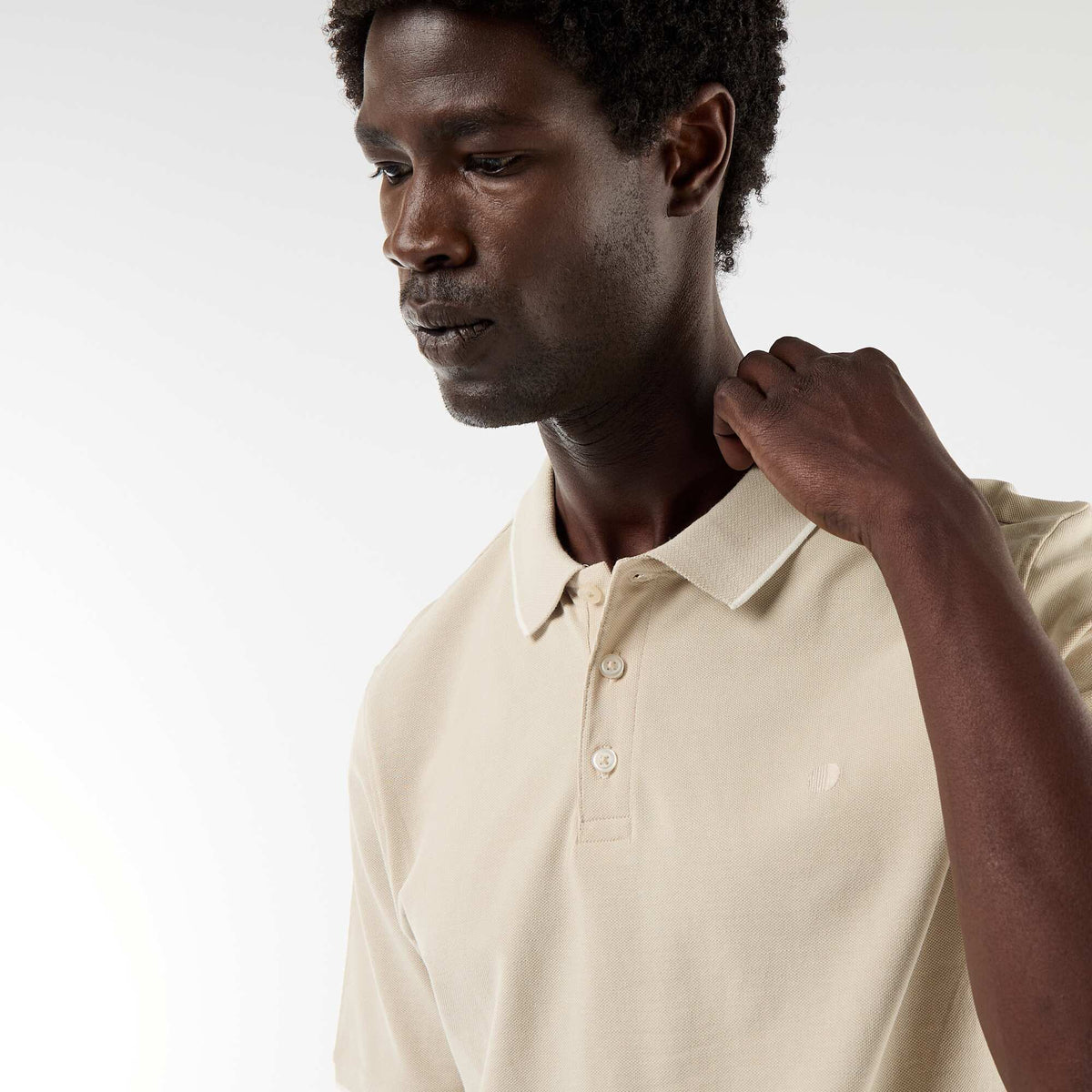 Remera de piqué de algodón BEIGE