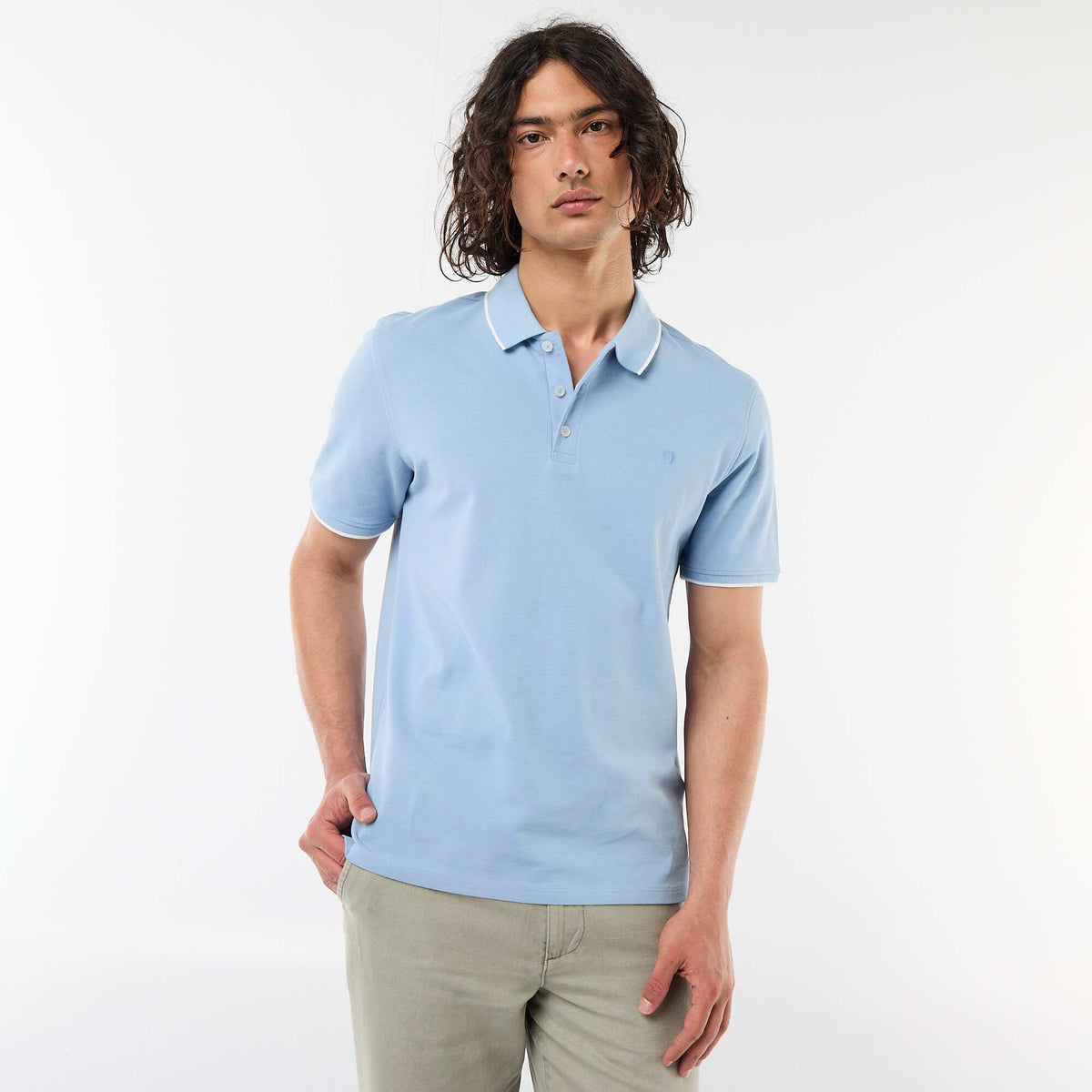 Remera de piqué de algodón AZUL