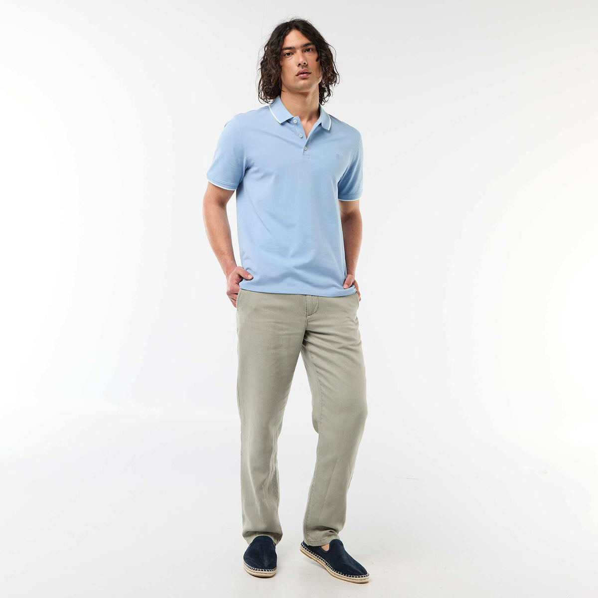 Remera de piqué de algodón AZUL