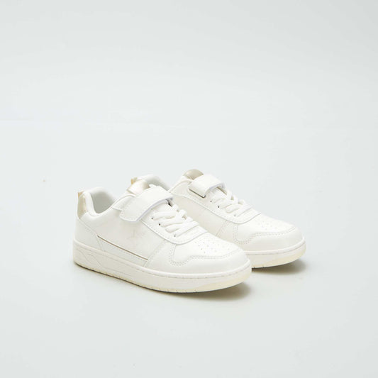 Zapatillas deportivas bajas con velcros y cordones BLANCO