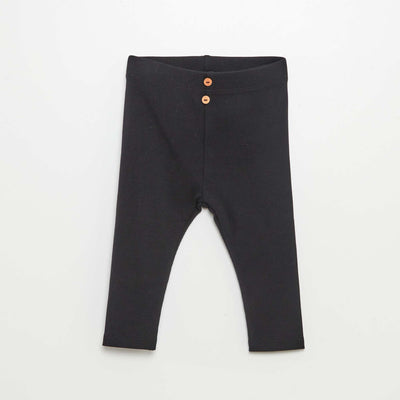 Legging de canalé con botones NEGRO