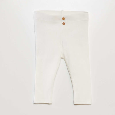 Legging de canalé con botones BLANCO