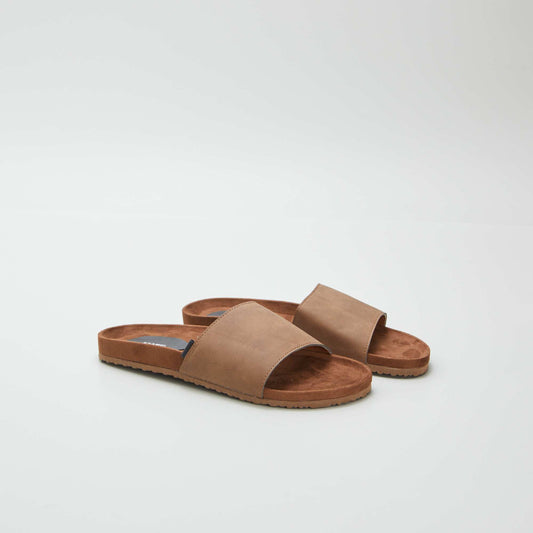 Chanclas en dos materiales MARRON