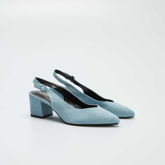 Zapatos de tacón abiertos de punta fina AZUL