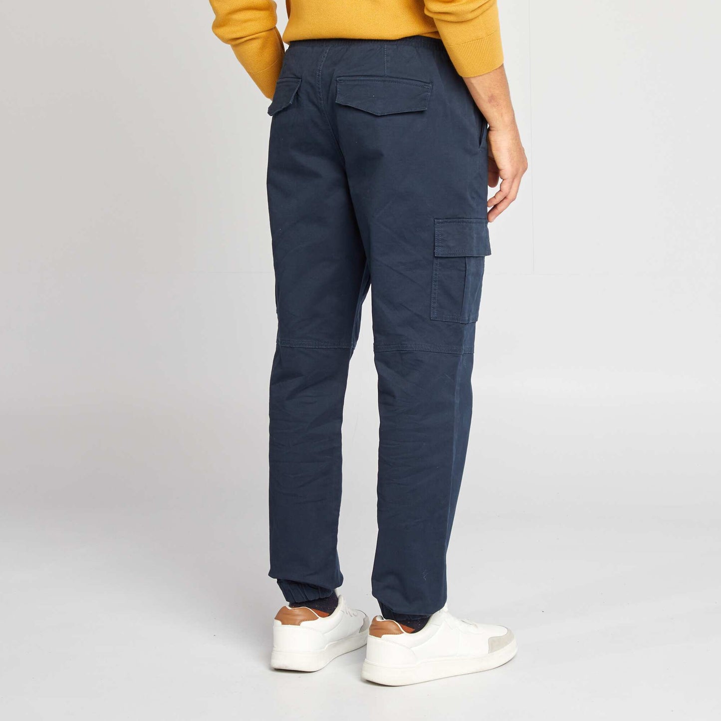 Pantalón con múltiples bolsillos con cintura elástica + cordones AZUL