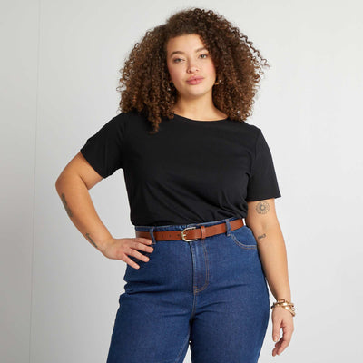 Camiseta de punto de manga corta NEGRO