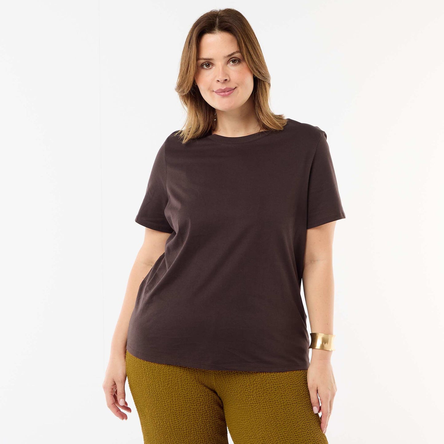 Camiseta de punto de manga corta MARRON