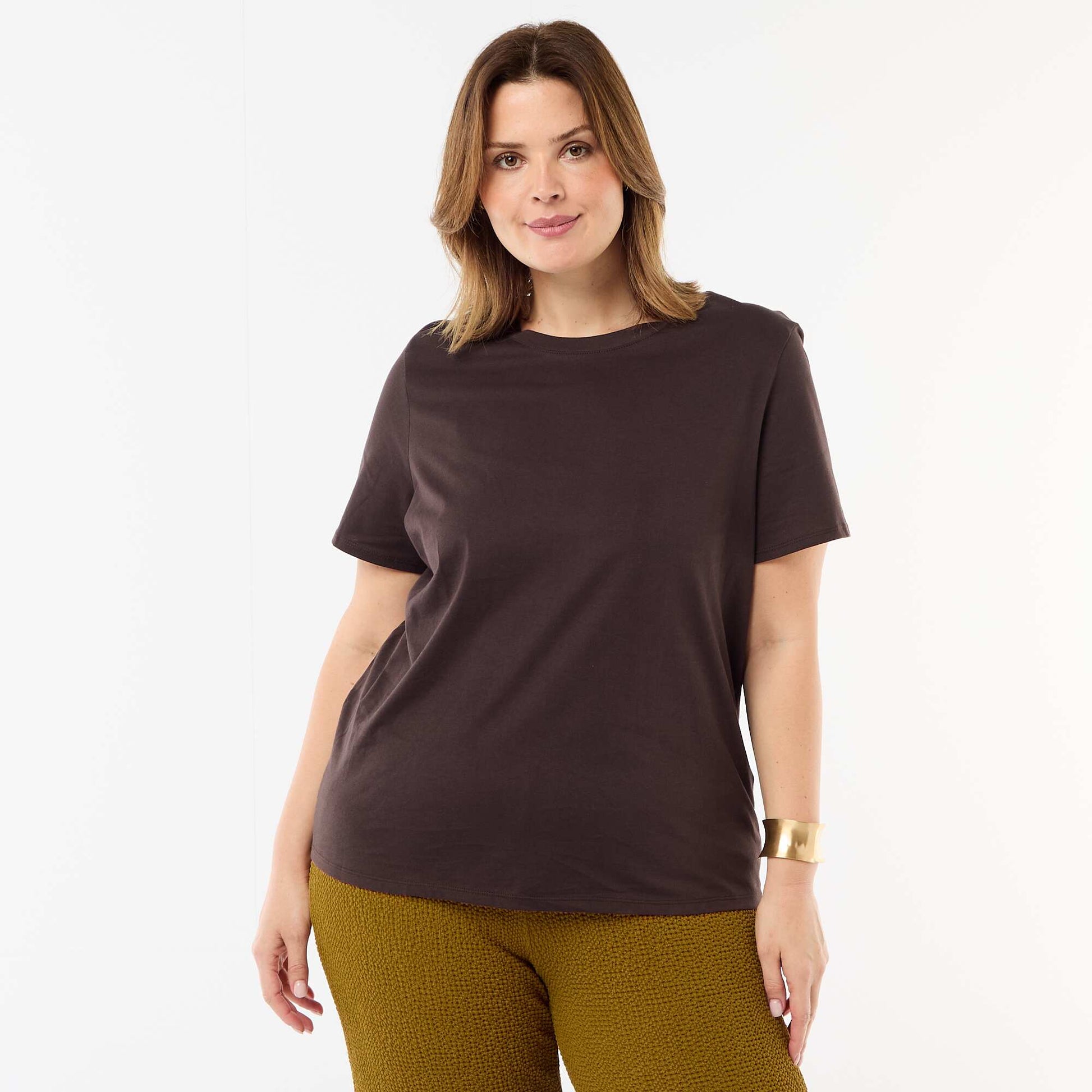 Camiseta de punto de manga corta MARRON