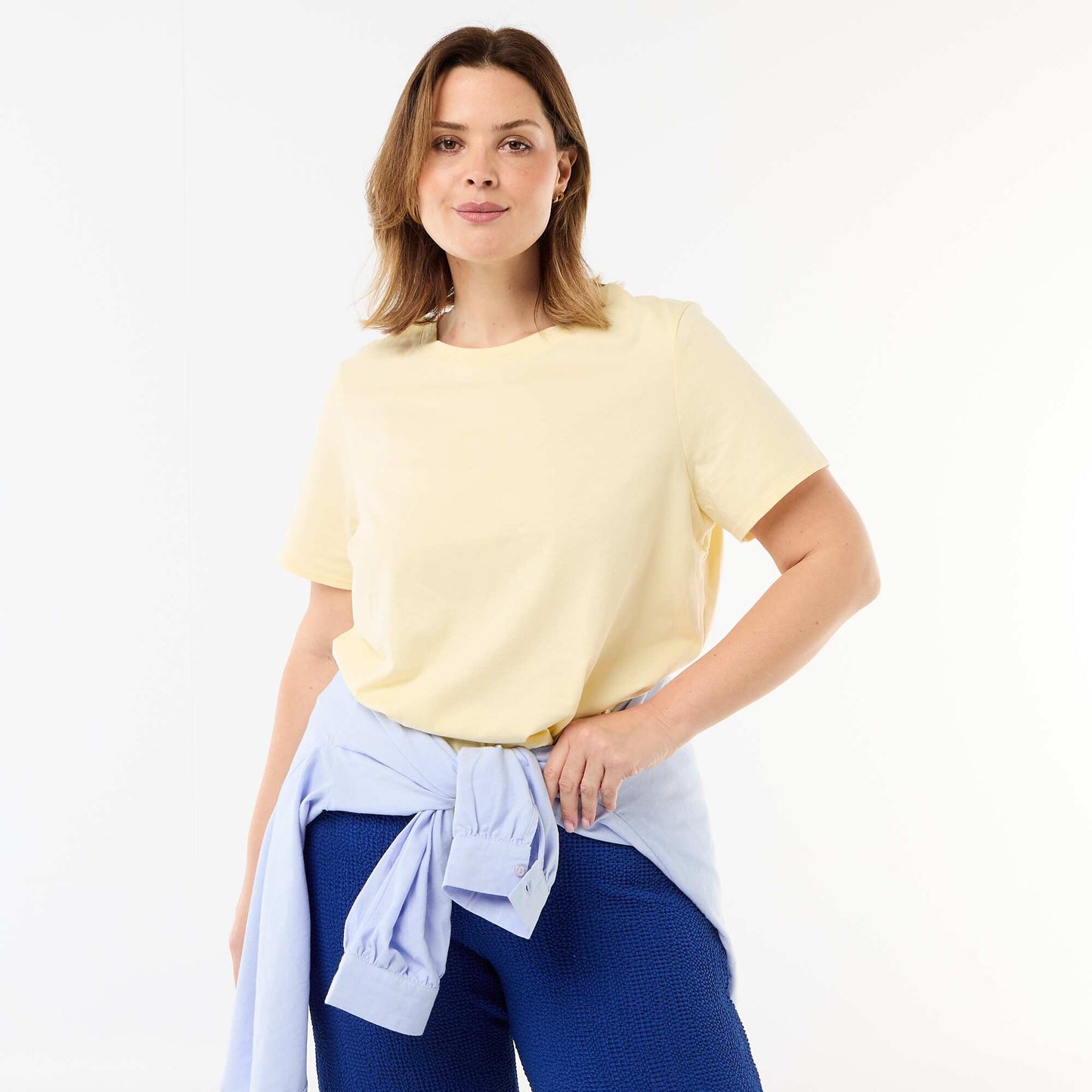 Camiseta de punto de manga corta AMARILLO