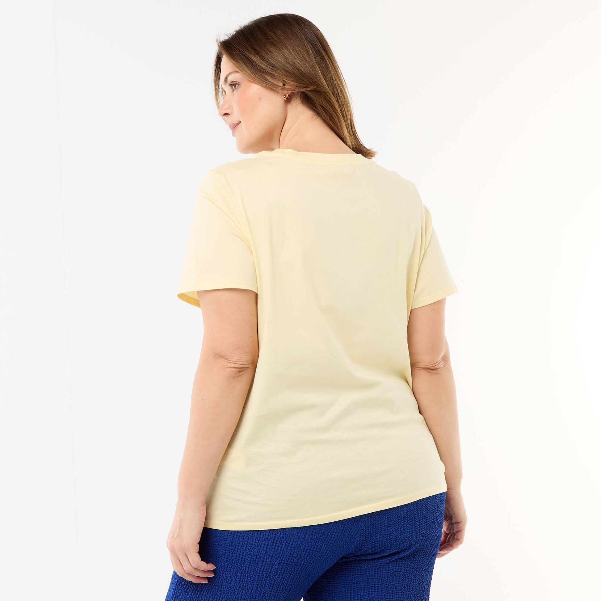Camiseta de punto de manga corta AMARILLO