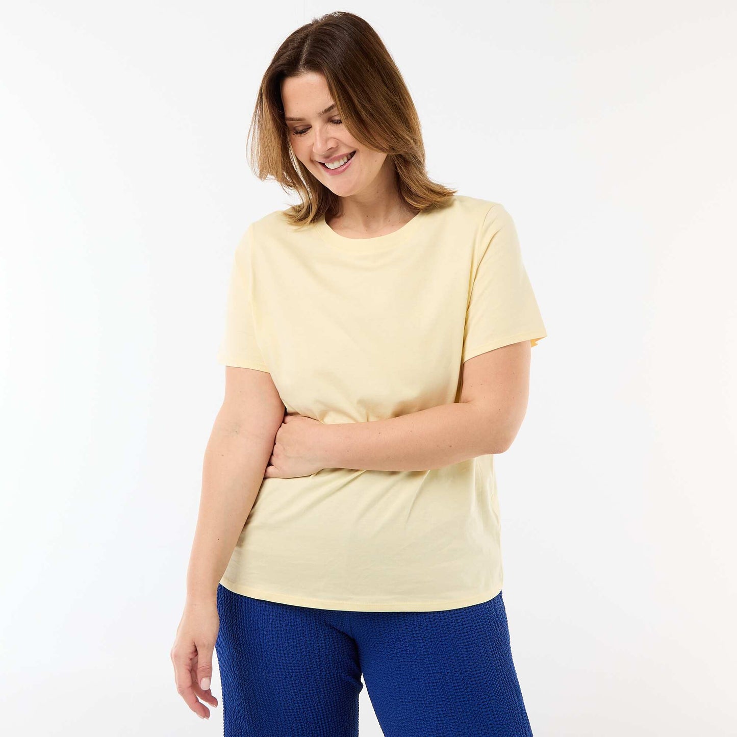 Camiseta de punto de manga corta AMARILLO