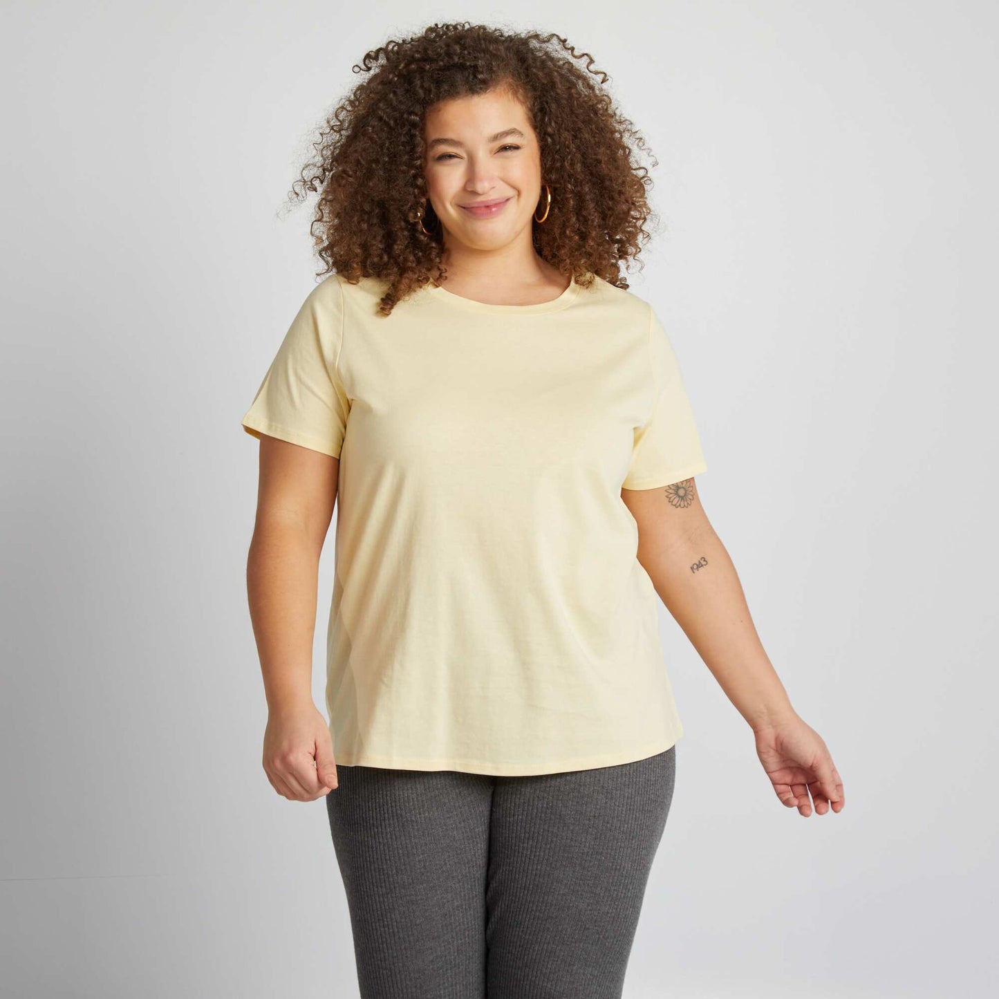 Camiseta de punto de manga corta AMARILLO