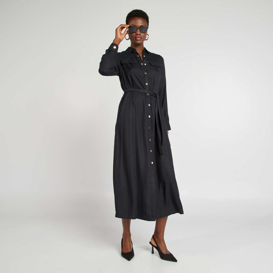 Vestido midi entallado NEGRO
