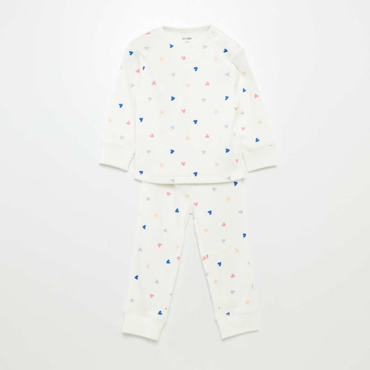 Pijama estampado de punto - 2 piezas BLANCO