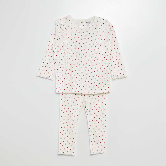 Conjunto de camiseta + legging de pijama con estampado de corazones  - 2 piezas BLANCO
