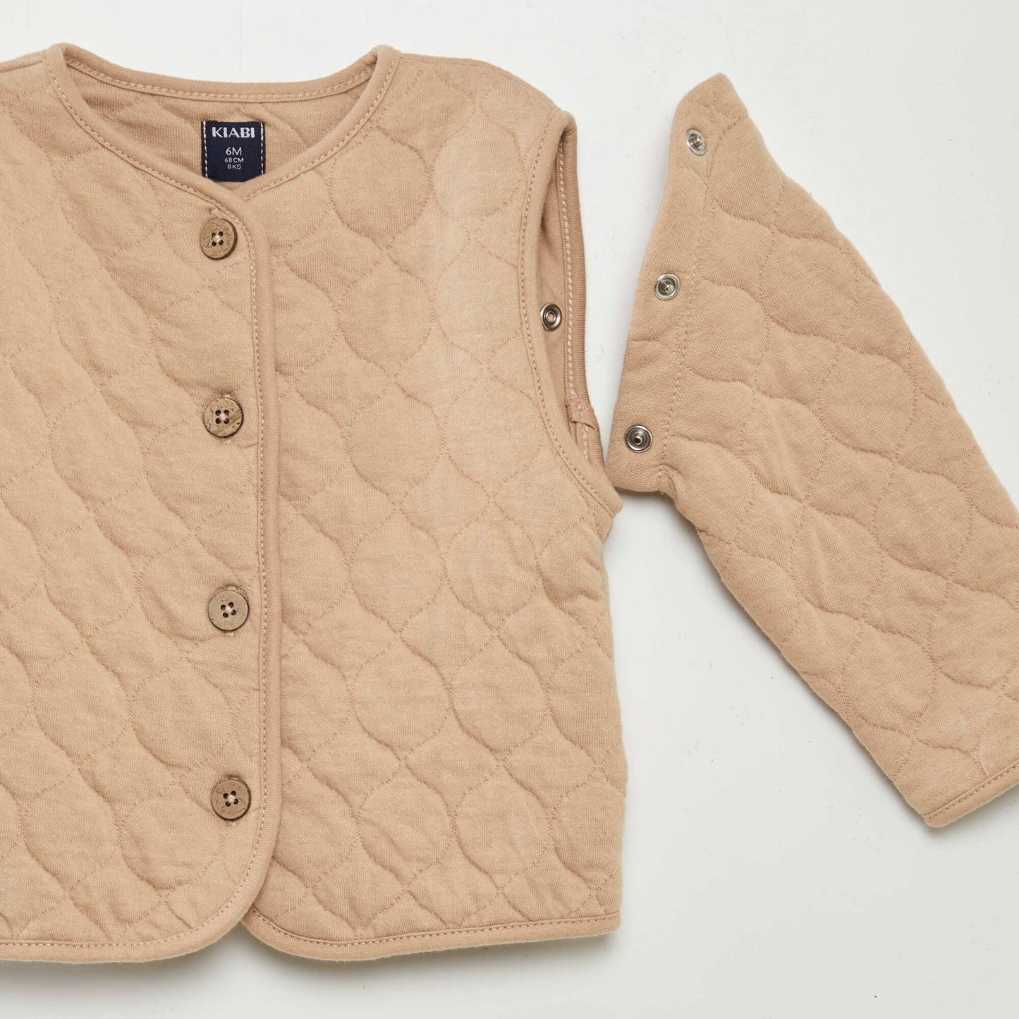 Chaqueta acolchada con relleno y mangas extraíbles BEIGE
