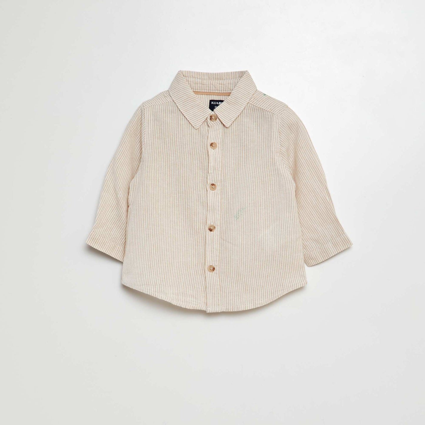 Camisa de mezcla de lino a rayas BLANCO