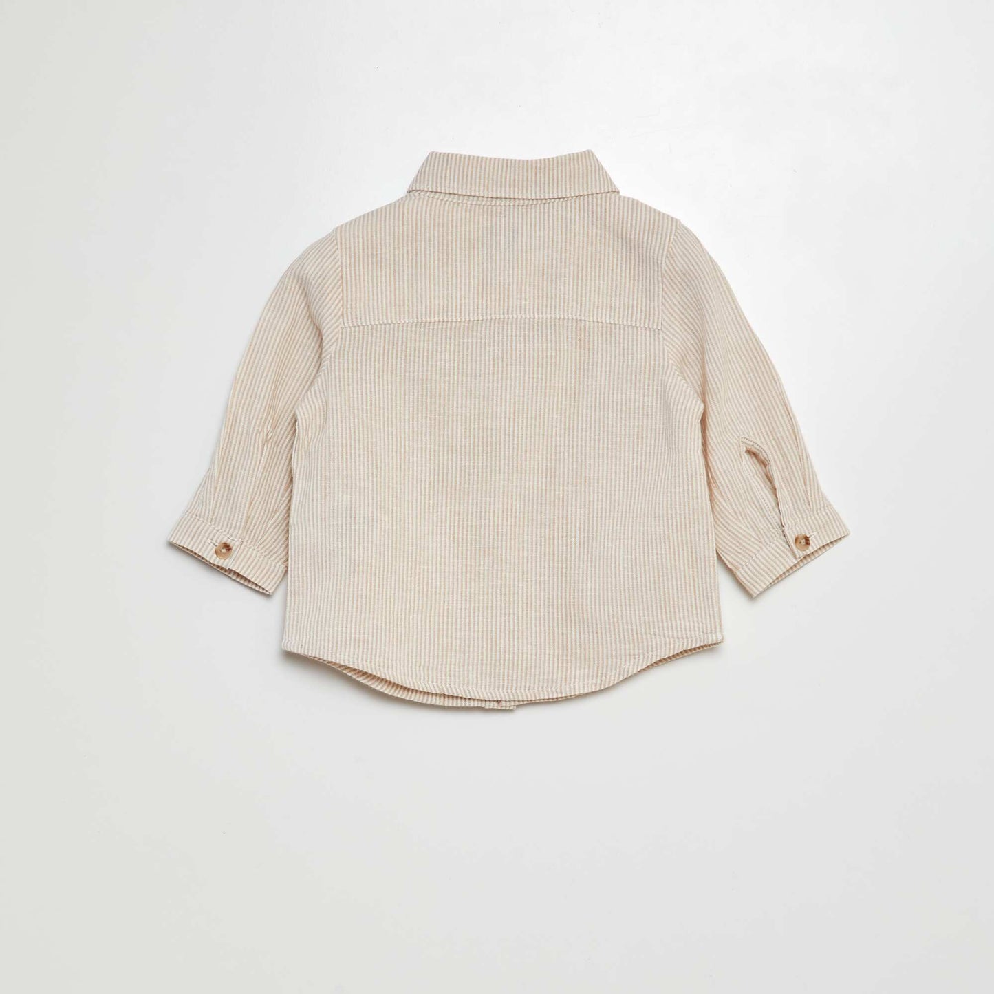 Camisa de mezcla de lino a rayas BLANCO