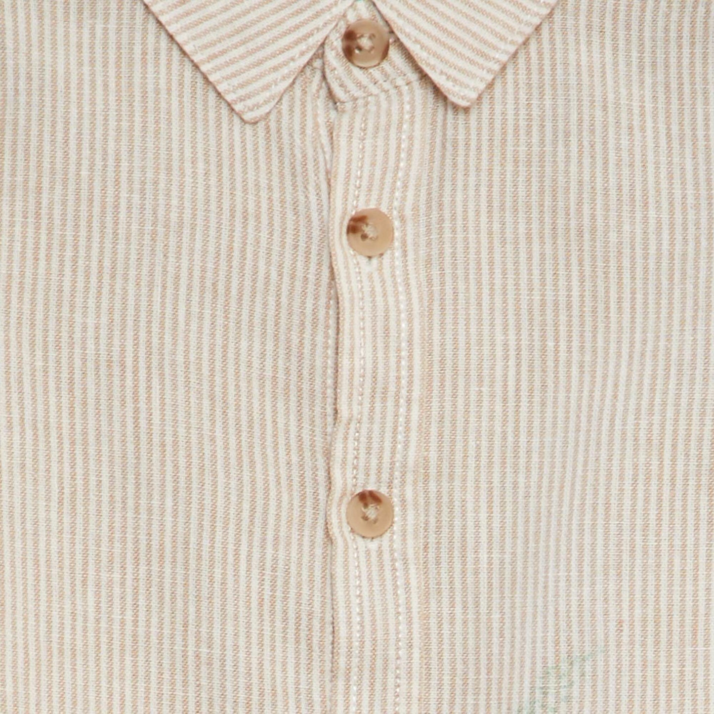 Camisa de mezcla de lino a rayas BLANCO