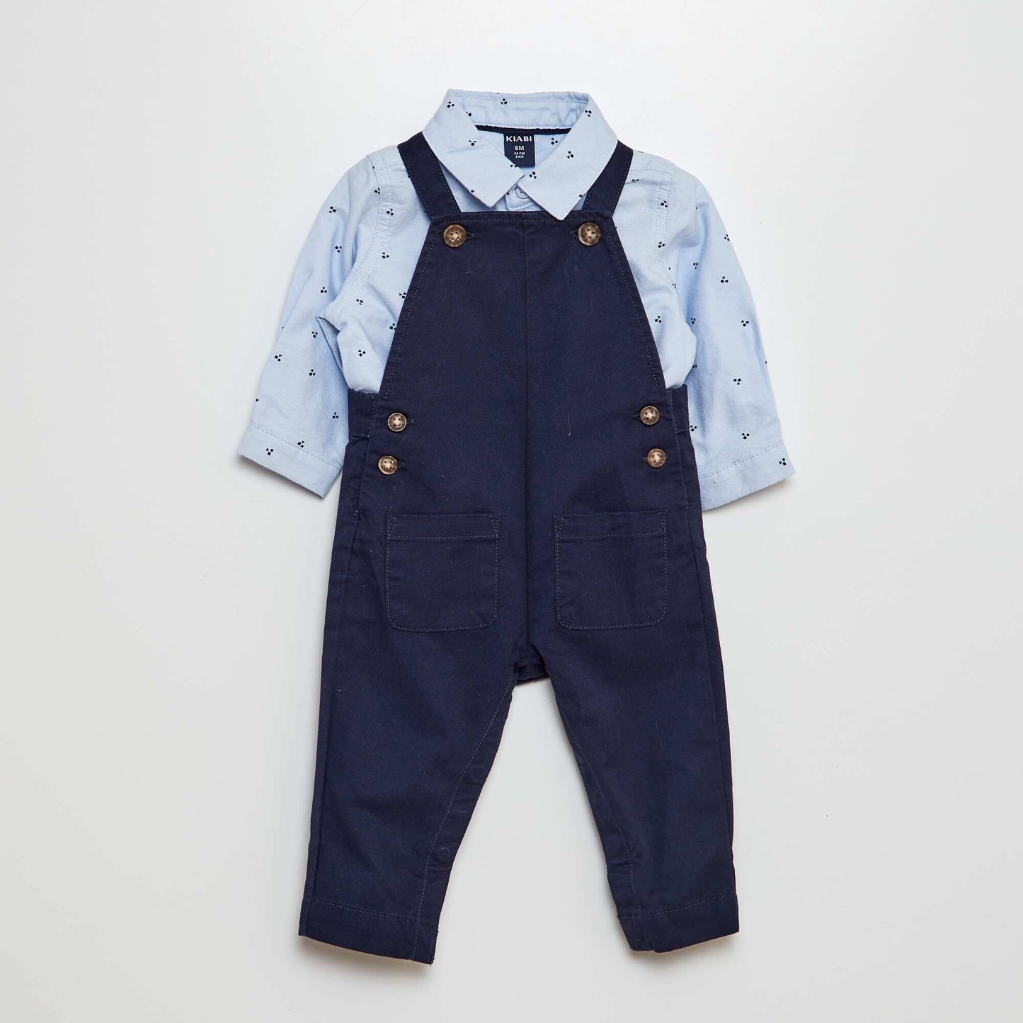 Conjunto con camisa Oxford + enterito de sarga - 2 piezas AZUL