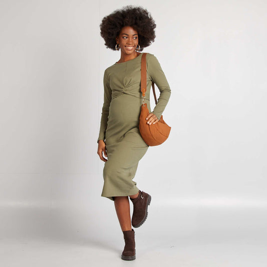 Vestido maternidad de canalé VERDE