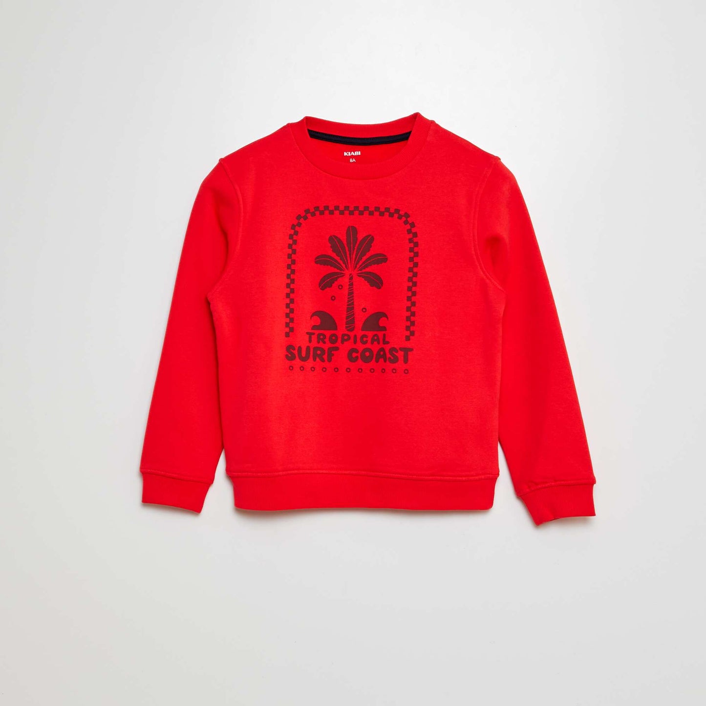 Buzo estampada con cuello redondo ROJO