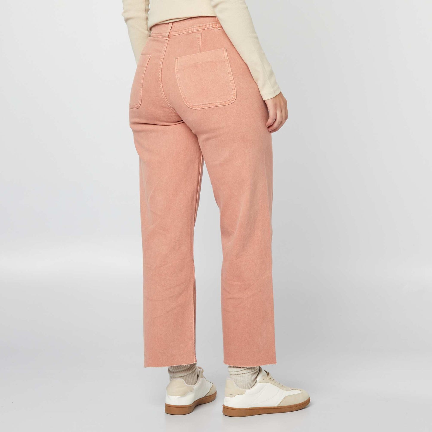 Jean ancho wide leg con cierre de botones de fantasía ROSA
