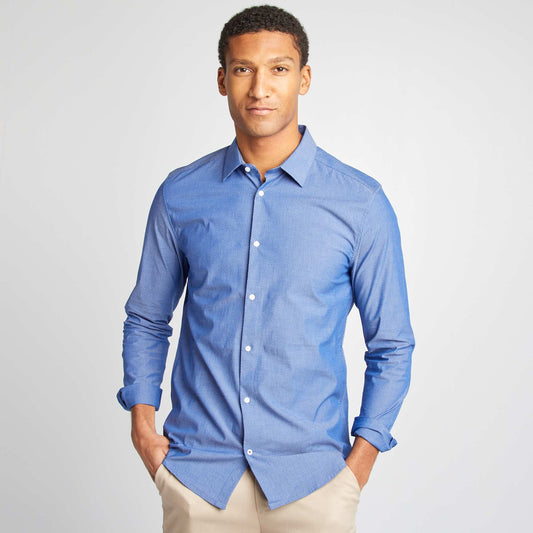 Camisa slim con estampado AZUL