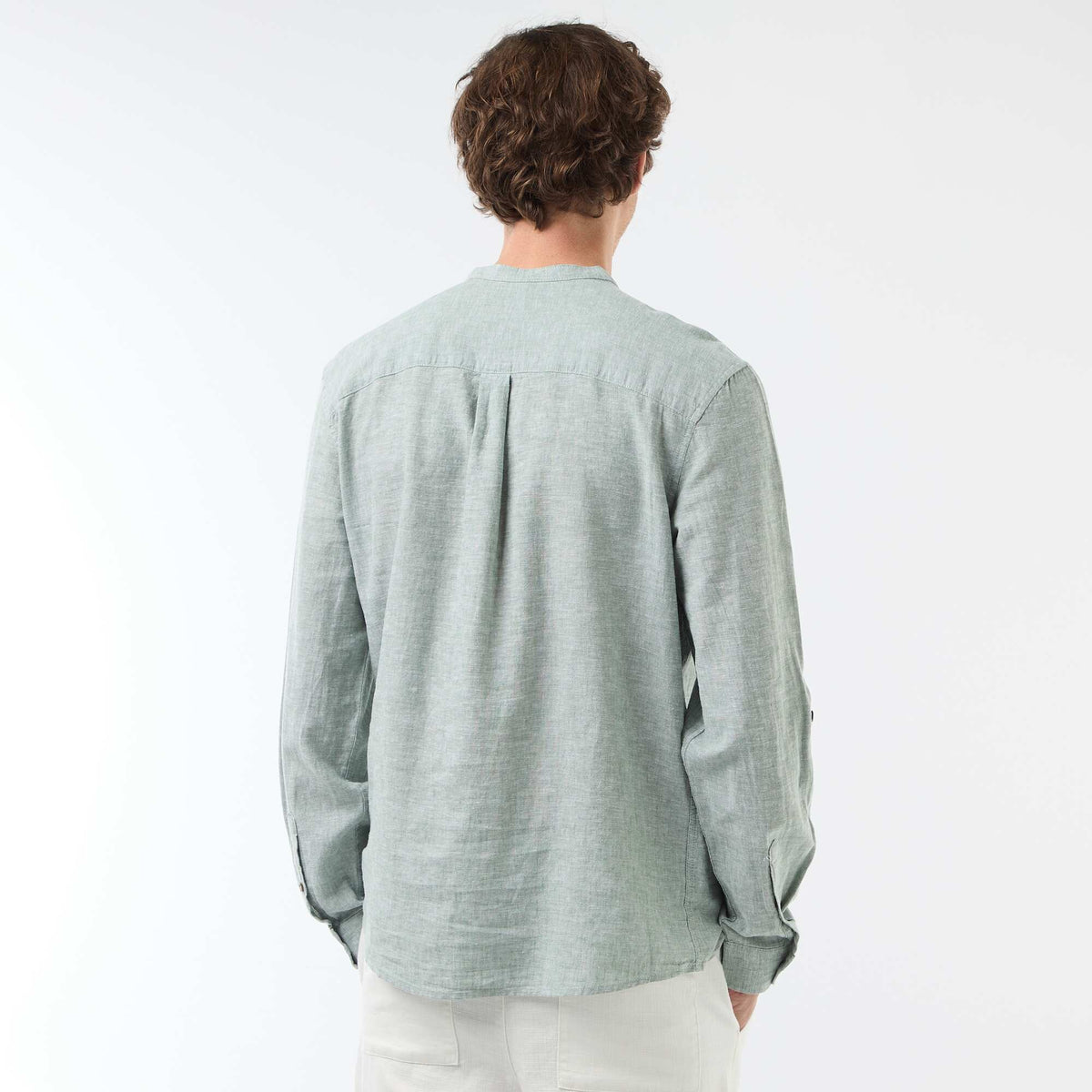 Camisa con cuello mao de lino VERDE