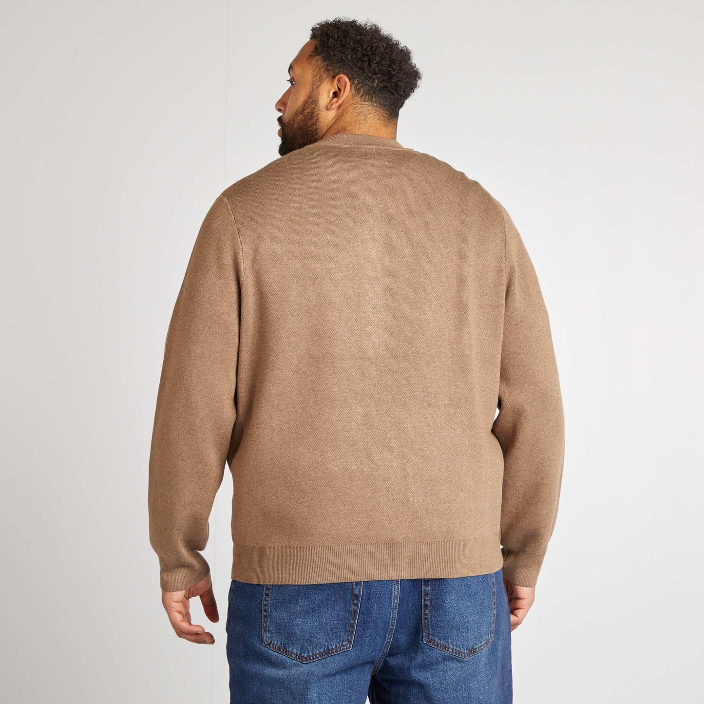 Chaqueta de punto de piqué con cremallera BEIGE