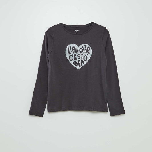 Camiseta estampada de manga larga GRIS
