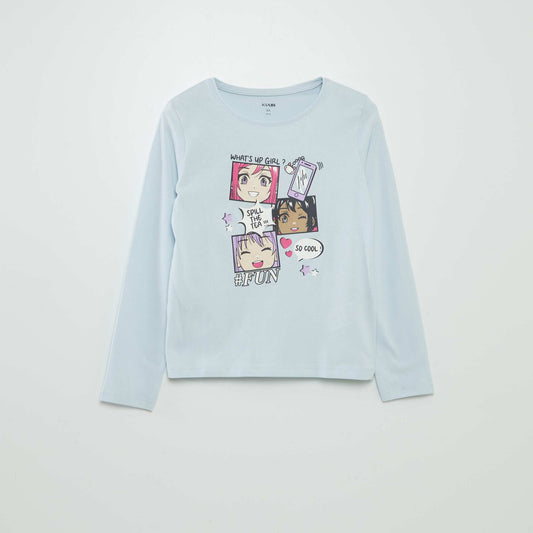 Camiseta estampada de manga larga AZUL