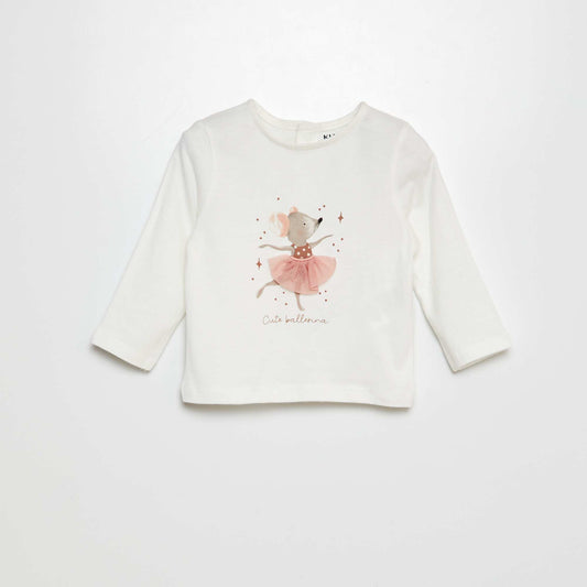Camiseta estampada de manga larga BLANCO