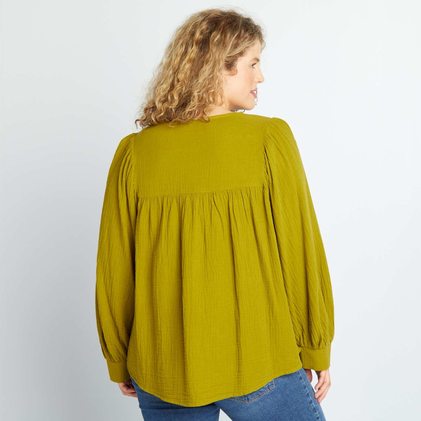 Blusa de gasa de algodón VERDE